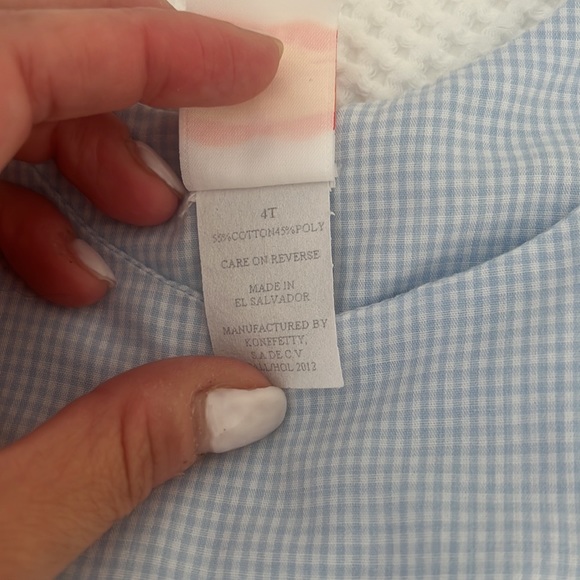 Apple smocked jon jon john john shortall in size 4t small lt blue gingham check - Picture 6 of 8